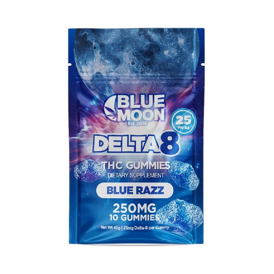 Delta 8 Blue Razz Gummies 250mg